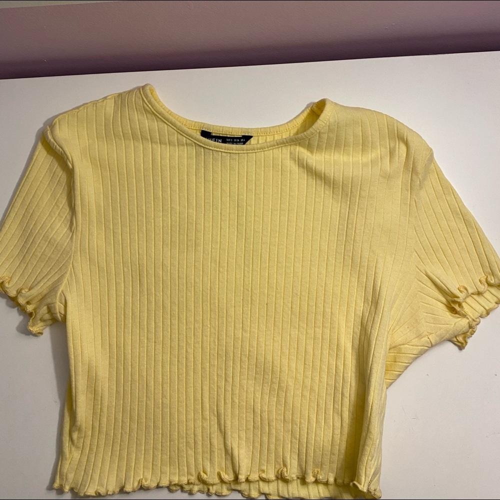 SHEIN Yellow Ruffled Top (Size S)